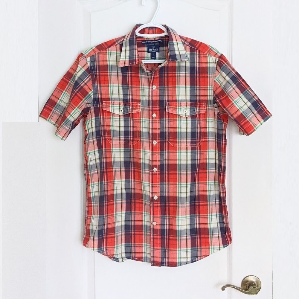 OLD Navy Cotton Men Plaid Shirt Size Small @D